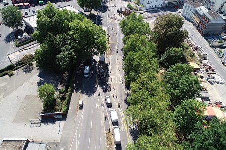 Freiheitsstraße in Fahrtrichtung nach Mönchengladbach - Stand 11.08.2022