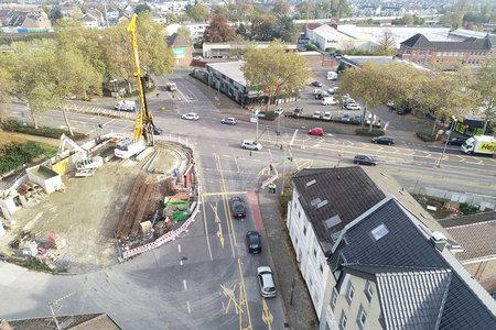 Blick in das Baufeld; Herstellung der Bohrfahlbaugrube TS 9  Stand: 30.10.2019