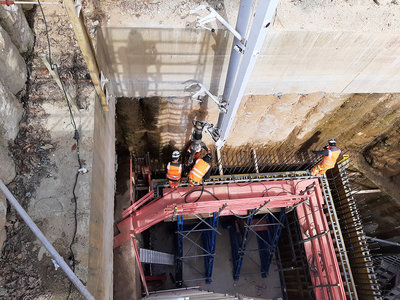 Betoneinbau im 1. Wandabschnitt Stand: 22.04.2021