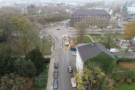 Blick von Bahnhofstr. in Richtung Parkstr. und Freiheitsstraße - Stand: 16.11.2021