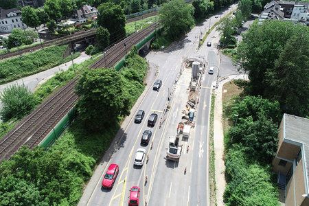 Blick Freiheitsstraße Fahrtrichtung stadteinwärts Richtung Lindenstraße – Stand 25.05.2022