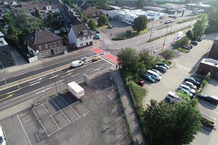 Blick südlicher Weg Bendstraße mit Fuß- und Radüberweg Freiheitsstr. Stand: 20.07.2021 